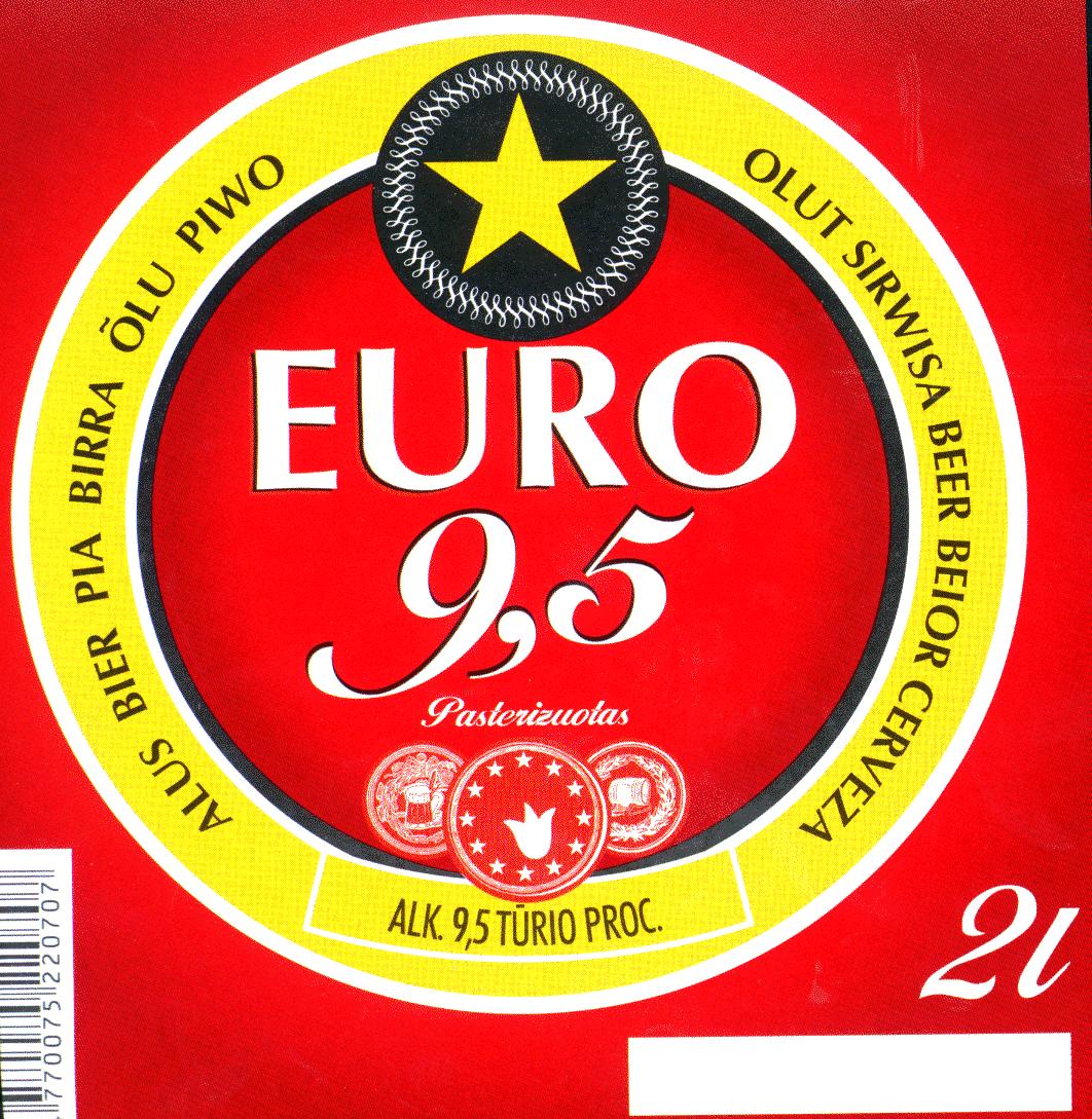 Prekės ženklas: EURO 9,5 ALUS BIER PIA BIRRA OLU PIWO OLUT SIRWISA BEER BEIOR CERVEZA